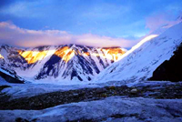 Khan Tengri Mountain. Rocky districts of Kazakhstan