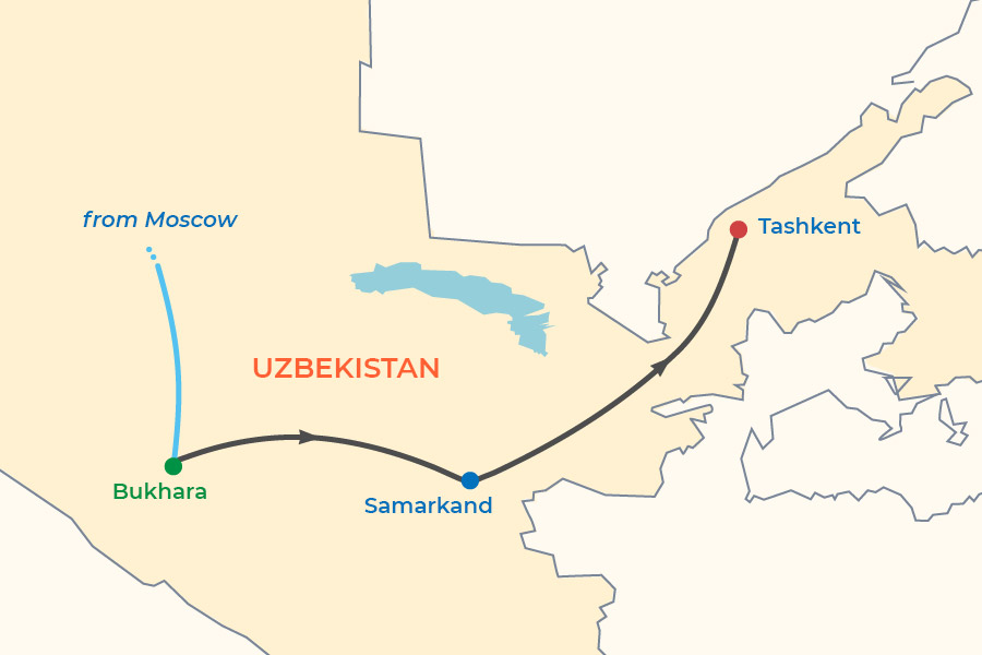 Зимний тур в Узбекистане map
